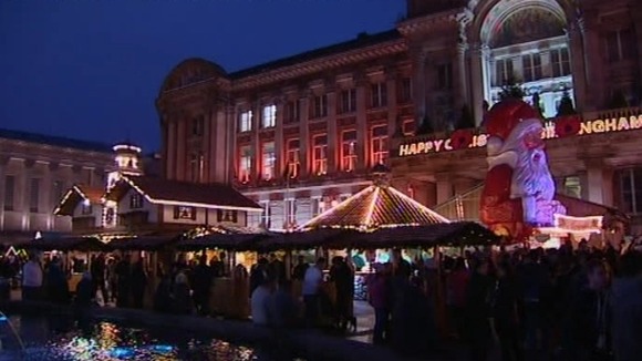 Revellers at the Frankfurt Christmas Market