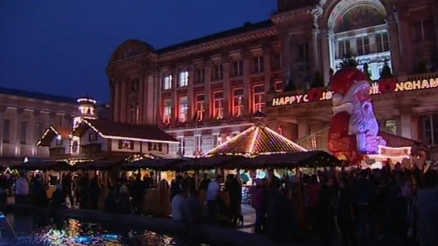 Revellers at the Frankfurt Christmas Market