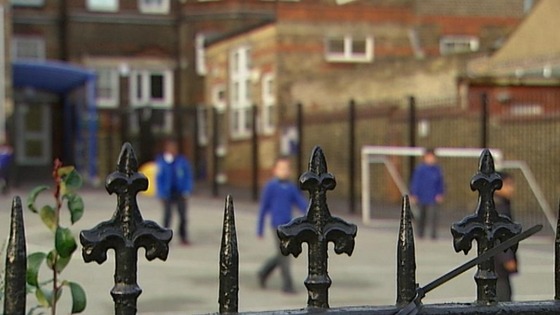 Children in the playground at Downhills Primary School