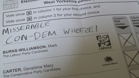 Spoilt ballot paper in West Yorkshire