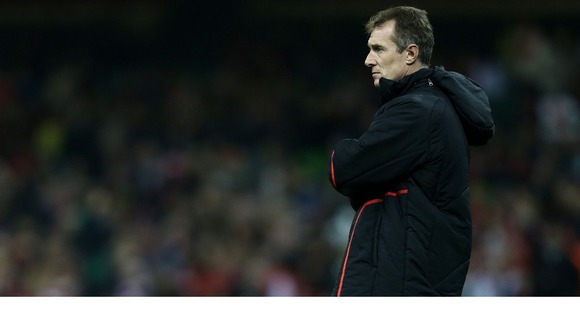Wales team behind their posts