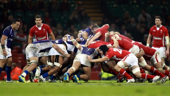 A Wales-Samoa scrum