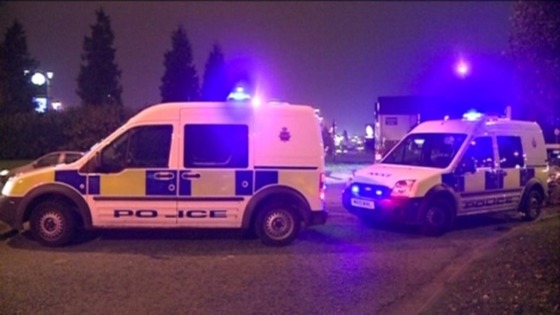 Police cordon around Trafford Park 