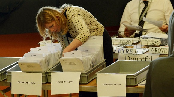 Ballot boxes for the position of Police and Crime Commissioner in Humberside are counted.