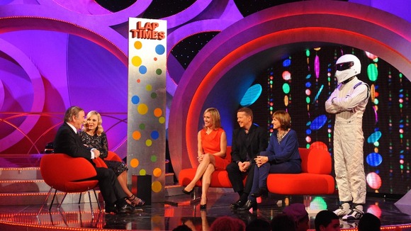 The Stig joins newsreaders and presenters on set.