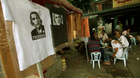 People in Yangon anticipate the United States President's arrival.