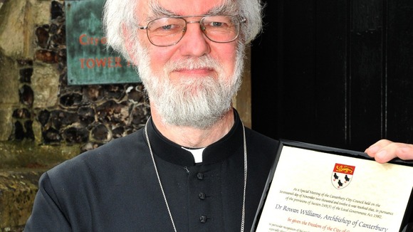 Archbishop of Canterbury Dr Rowan Williams receiving the Freedom of the City of Canterbur
