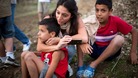  Israelis react as an Iron Dome battery intercepts a rocket fired from the Gaza Strip, near Tel Aviv 17/11/2012