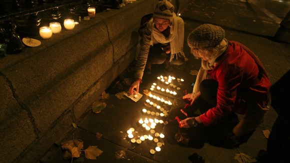 Candles are left in tribute in Dublin, after thousands marched demanding legislation on abortion after the death of Savita Halappanavar.