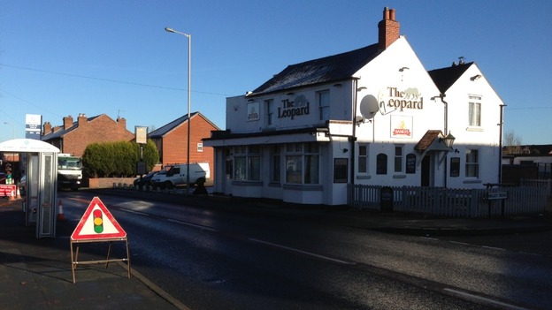 The scene outside The Leopard Pub in Sedgley where a 21-year-old man died in a hit & run last night