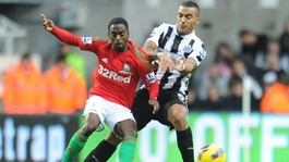 Newcastle's Danny Simpson and Swansea's Nathan Dyer
