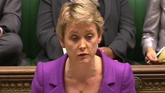 Shadow Home Secretary Yvette Cooper pictured addressing the House of Commons