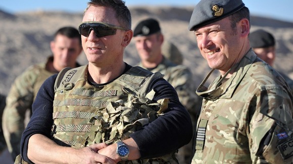Daniel Craig pictured with troops at Camp Bastion, Afghanistan