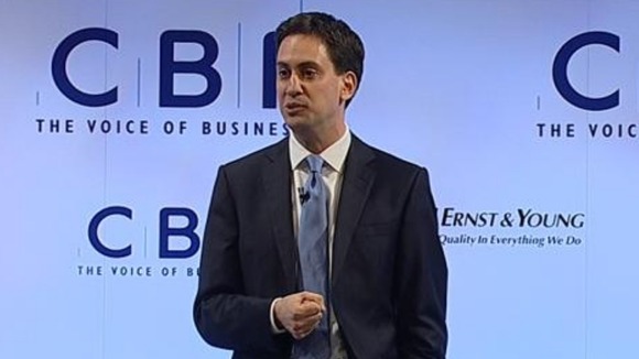 Labour leader Ed Miliband addressing the CBI