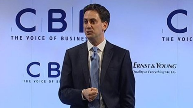 Labour leader Ed Miliband addressing the CBI