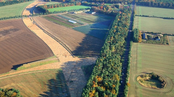 The route of the new bypass can be clearly seen from the air