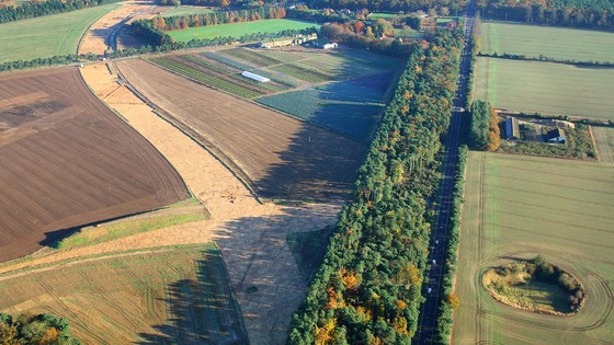 The route of the new bypass can be clearly seen from the air