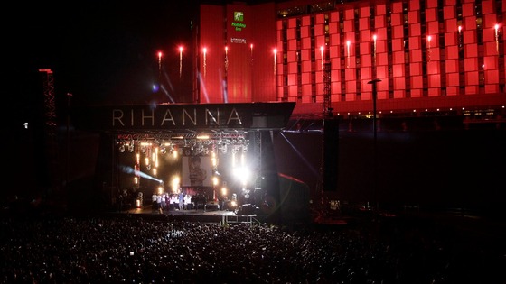 A pyrotechnics and laser display marked the final countdown to the switch-on
