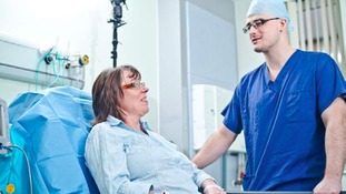 Patient Brenda Smith with Quentin Frew, Visiting Clinical Fellow at Anglia Ruskin