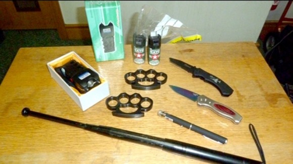 A number of weapons were seized by the Border Agency at Newcastle Airport