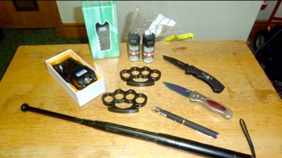 A number of weapons were seized by the Border Agency at Newcastle Airport