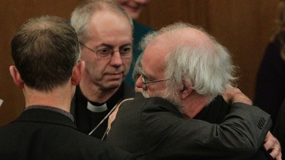 Rt Rev Justin Welby and Dr Rowan Williams pictured after the result