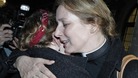 Reverend Marie-Elsa Bragg and Angie Nutt hug after the vote for women bishops failed