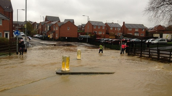 Flooding in Gainsborough Road, Corby