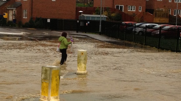 Flooding in Gainsborough Road, Corby