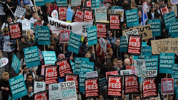 Thousands of students marched through central London to protest at Government cuts and changes to higher education