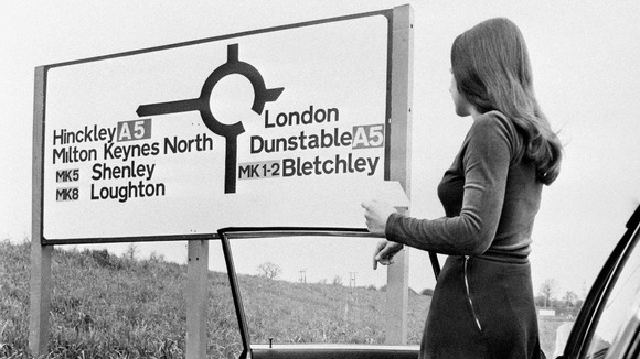 Milton Keynes came up with the idea of using postcodes on it signposts