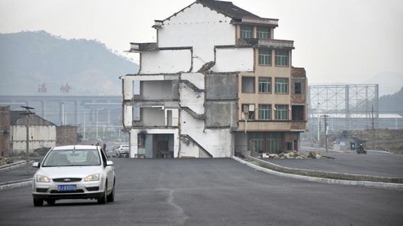 The house is now isolated on the road