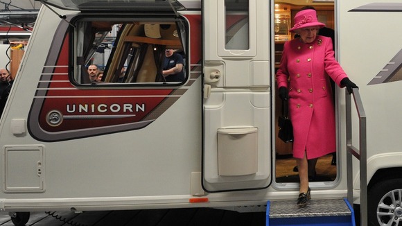 It is believed to be the first time the Queen has been in a moving motorhome
