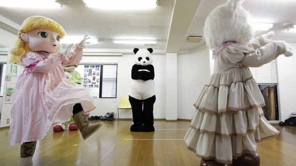 Trainees at the Choko Group mascot school in Tokyo