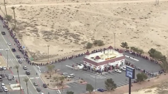 People are queuing for up to four hours to get their hands on a ticket.
