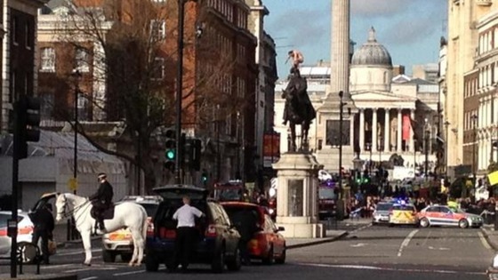 Whitehall closed because a naked guy has mounted a statue.