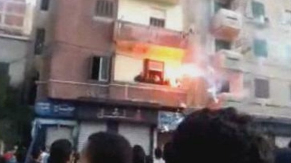 Protesters set the offices of the Muslim brotherhood on fire