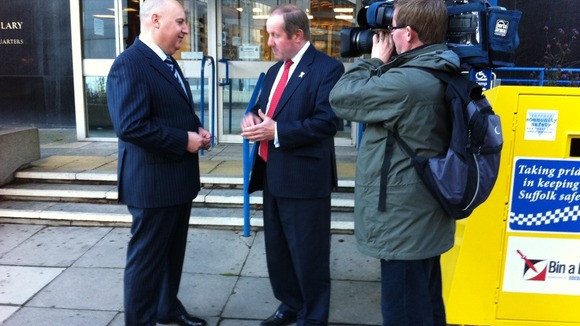 Chief Constable Simon Ash with new Crime Commissioner Tim Passmore