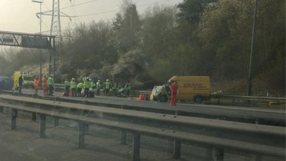 Emergency workers on the M40.