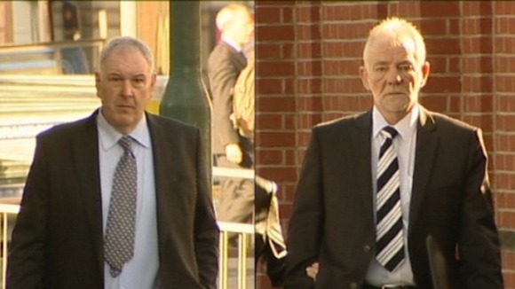 Mick Stevens (left) and Neil Greatrex (right) arriving at Nottingham Crown Court