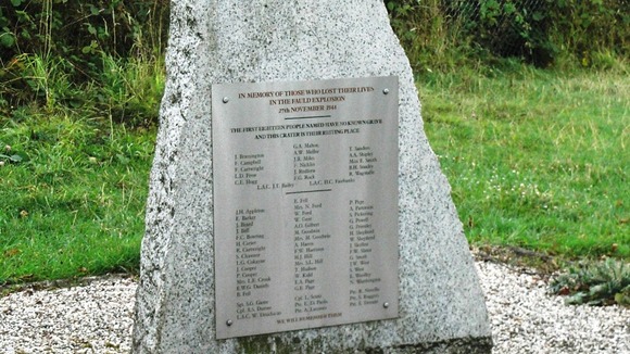 A memorial at the site of the crater