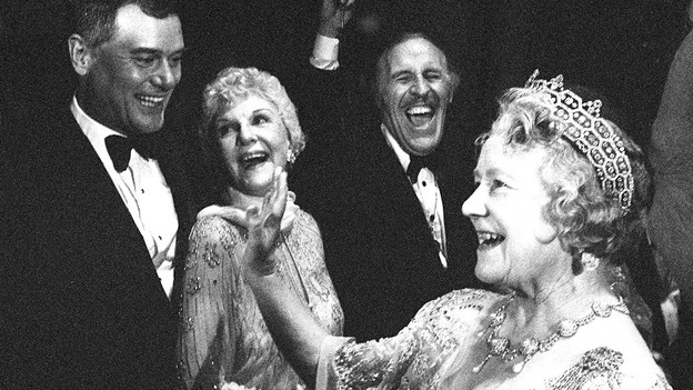 Larry Hagman meets the Queen Mother