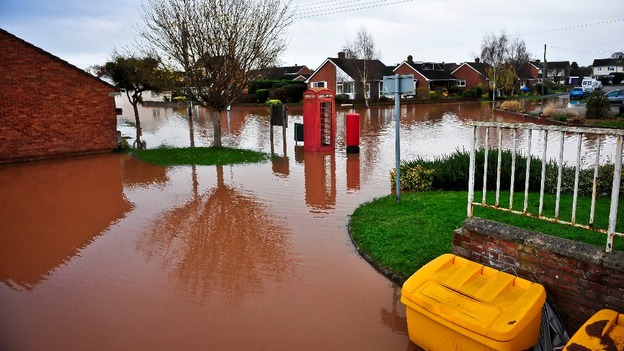 Parts of Ruishton submerged by flood water.