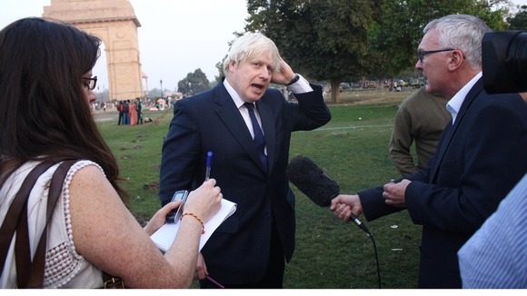 London Mayor Boris Johnson with London Tonight's Simon Harris.