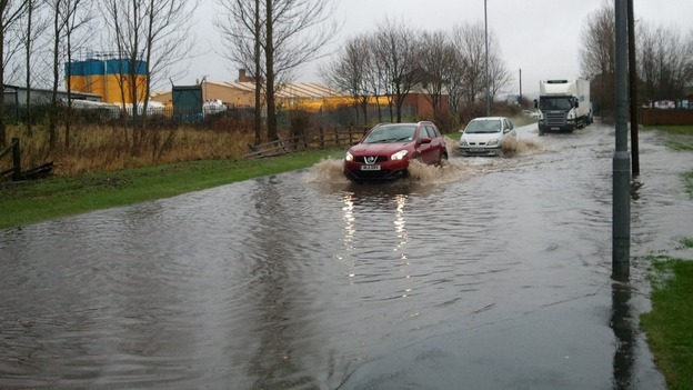 Flooding on the B1284 at Fencehouses