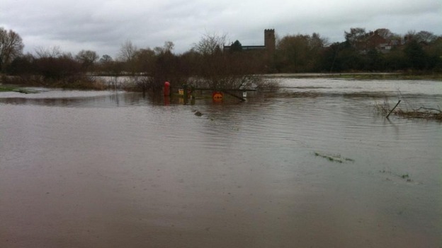 Flooded River Dee in Farndon
