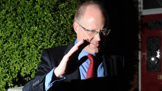 Former BBC Director-General George Entwistle leaving his home