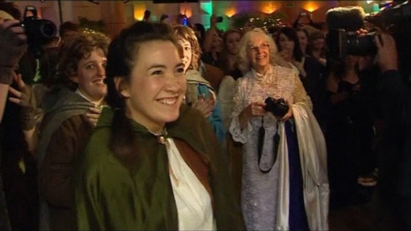 Hundreds of revellers camped out overnight ahead of the premiere.