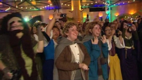 Fans can't hide their excitement as they wait for the stars to arrive.