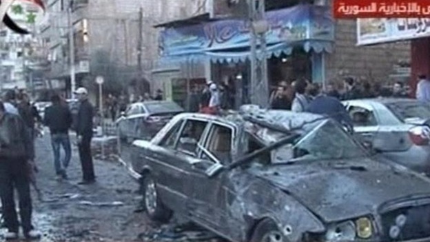 Two car bombs ripped through the eastern area of Jaramana, Damascus